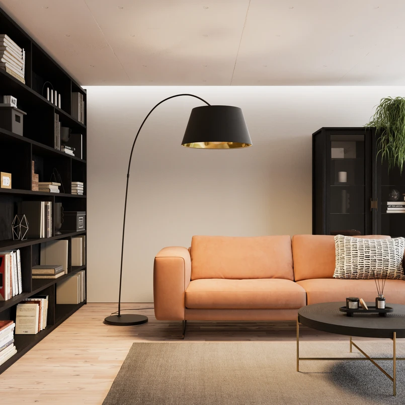 Stehlampe LUXO – Schwarz/Gold